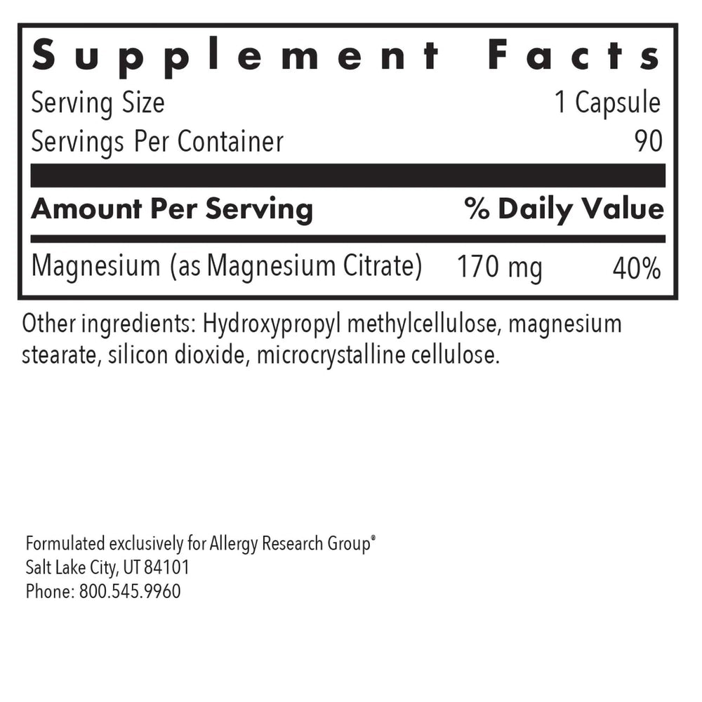 Nutricology Magnesium Citrate capsules close-up, vegetarian formula for daily support