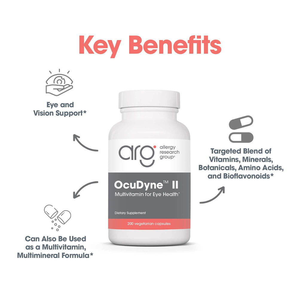 Bottle with dosing guidance for Ocudyne II eye health supplement