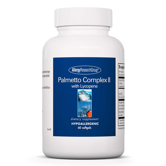 Allergy Research Group Palmetto Complex II bottle front showing probiotic-style prostate support capsules