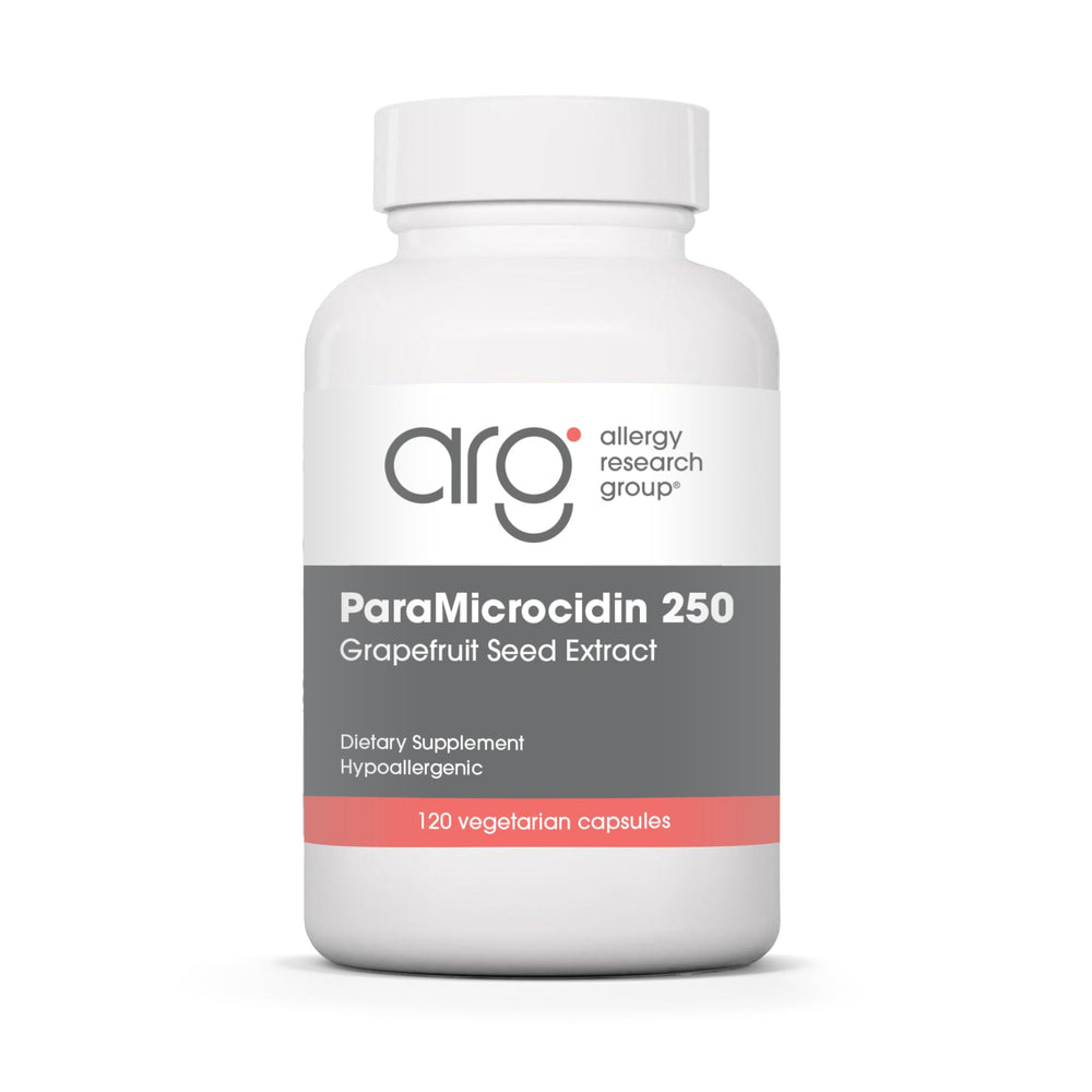 Allergy Research Group ParaMicrocidin bottle with contaminant-free capsules.