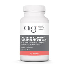 Allergy Research Group Tocomin SupraBio bottle highlighting enhanced absorption.