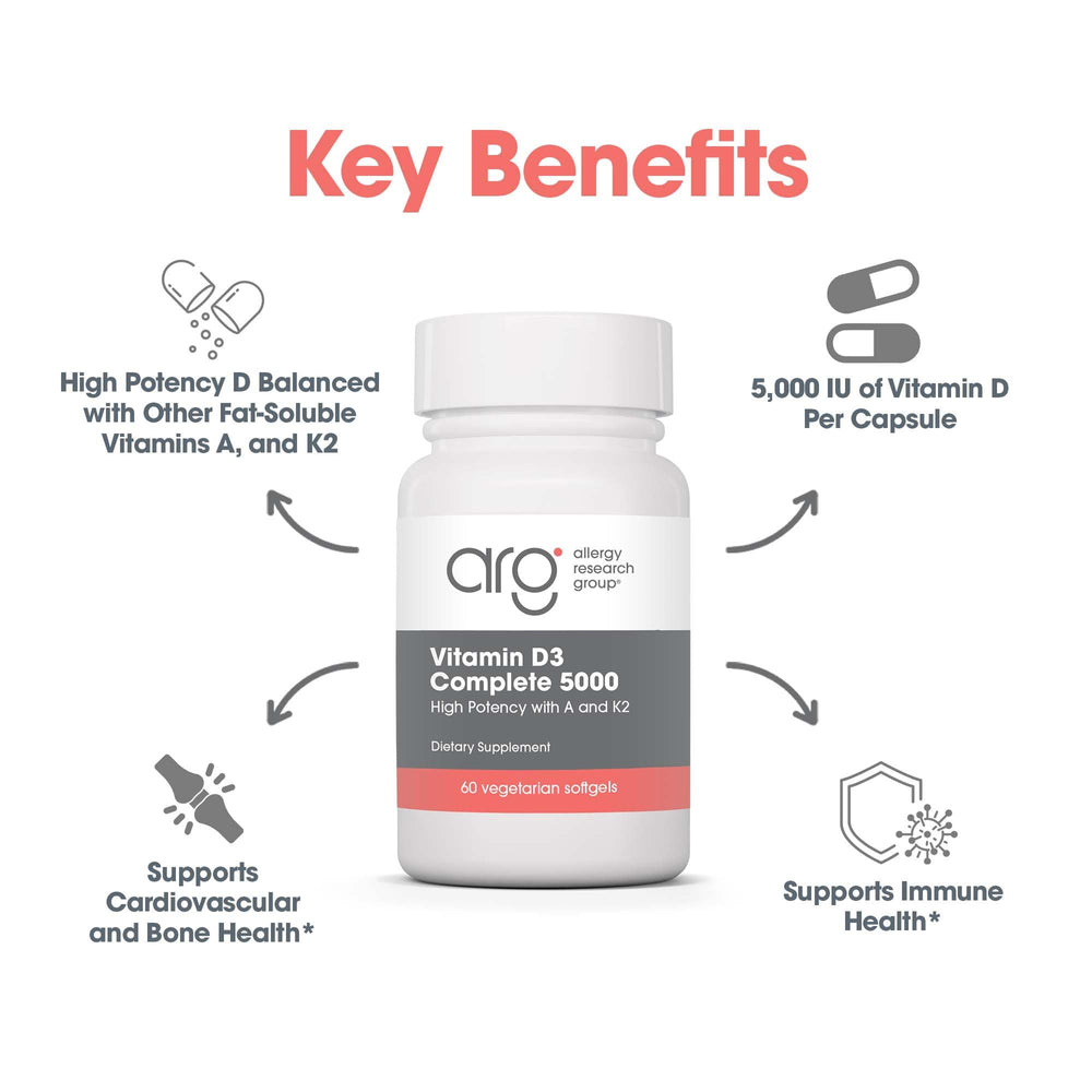 Supplement facts panel image highlighting D3, A, K2 synergy