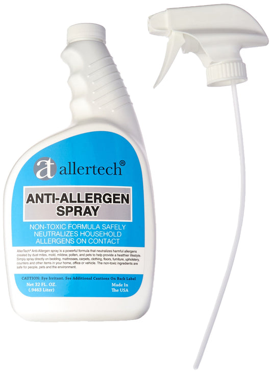 Allertech Anti-Allergen Spray bottle neutralizes allergens on fabrics for a fresher home