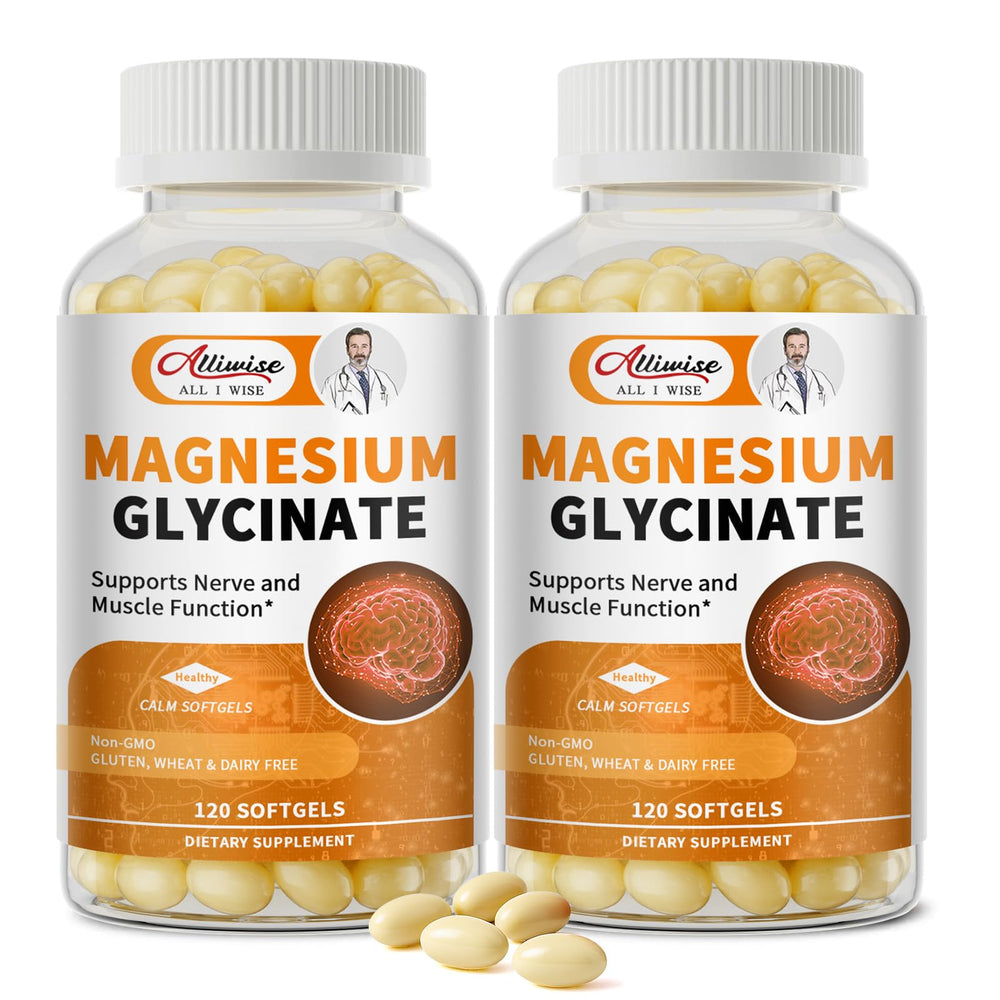 Alliwise magnesium softgels bottle for easy daily sleep and calm support.