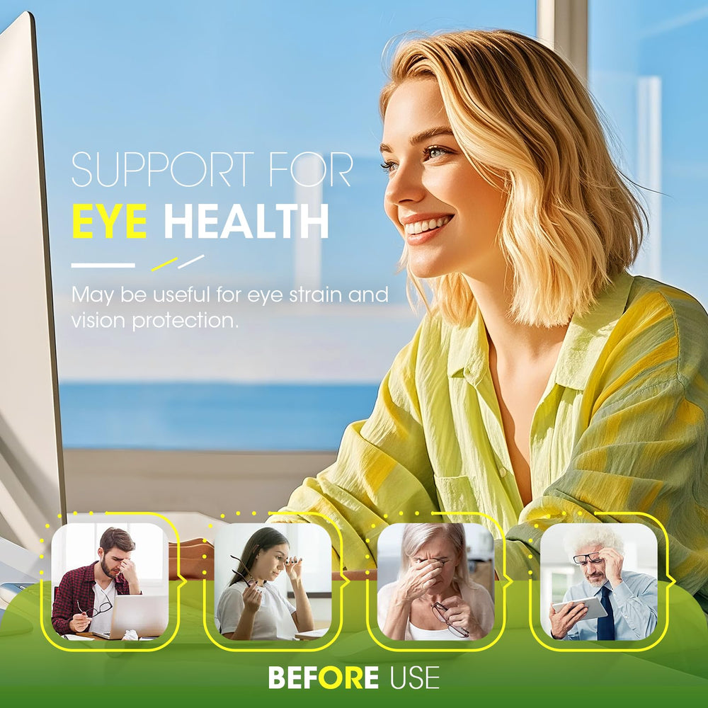 Alliwise packaging shown beside devices highlights digital eye strain focus.