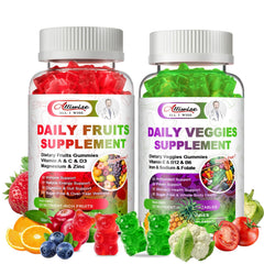 Alliwise sugar-free fruits and veggies gummies bottle front view boosts daily nutrition