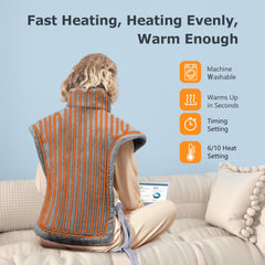 Alljoy heating pad neck and shoulders stay in place with weighted edges.