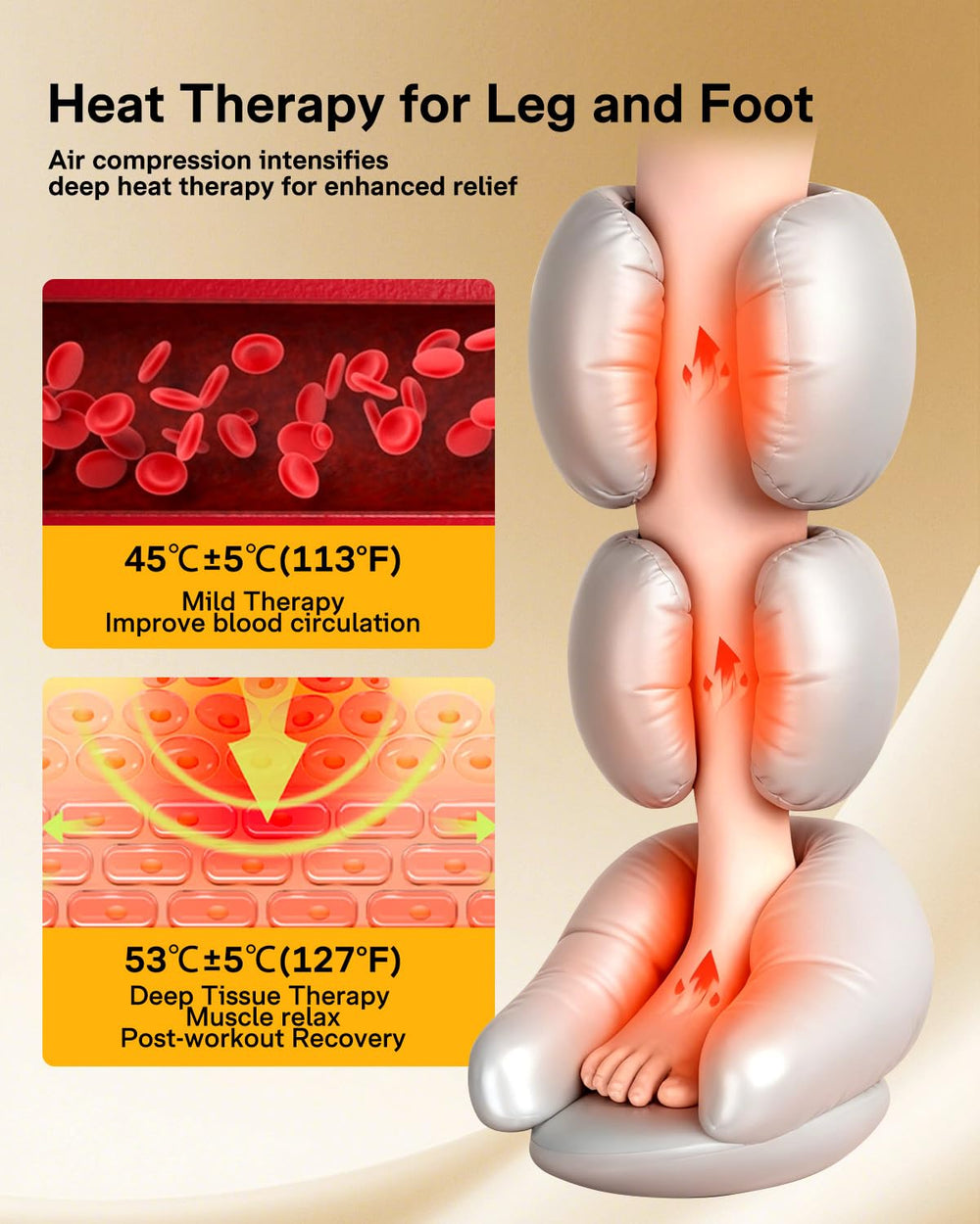 ALLJOY dual temperature heating targets feet and calves for relaxing warmth.
