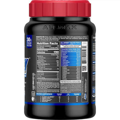 ALLMAX ALLWHEY Chocolate Scoop-Lock lid in action for easy access