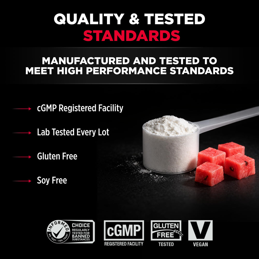 Close-up of AminoCore label highlighting sugar-free and gluten-free features