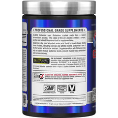 Allmax Essentials Arginine HCl powder closeup highlighting fermentation-derived purity