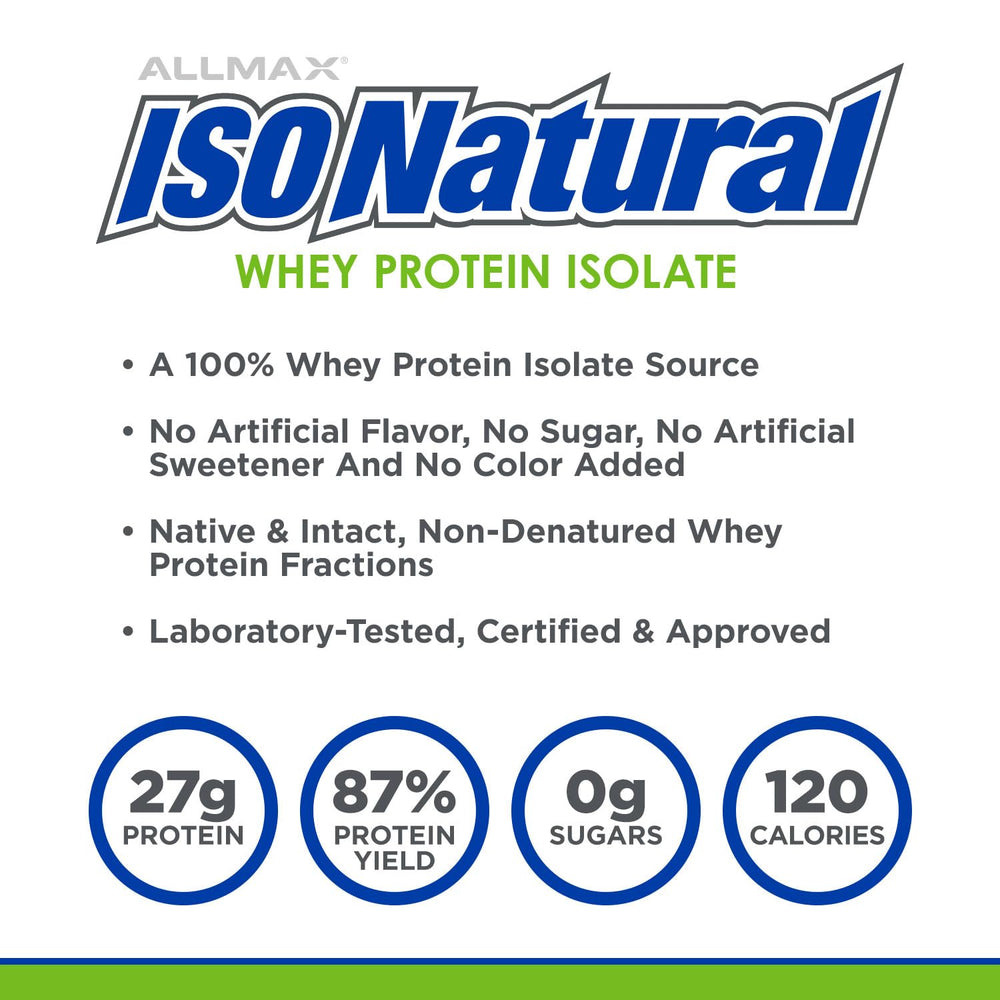 ALLMAX ISONATURAL natural-stevia-sweetened formula, no artificial flavors.