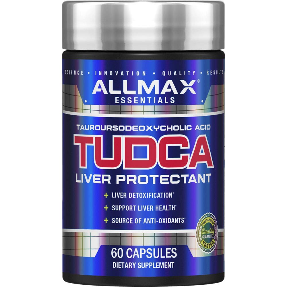 Allmax TUDCA+ bottle front view for daily liver and gut wellness support.