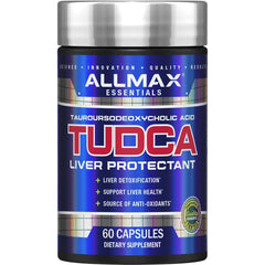 Allmax TUDCA+ bottle front view for daily liver and gut wellness support.