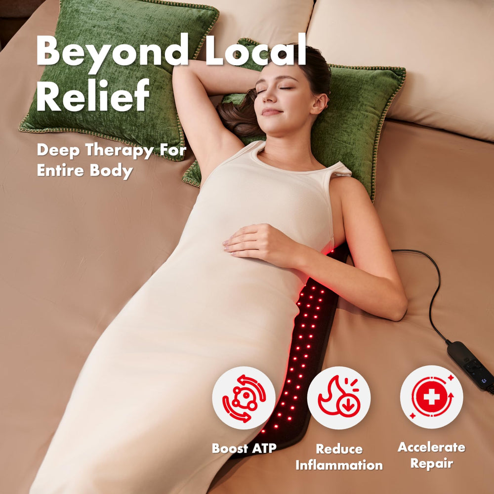 ALLOLO red light therapy pad on waist area for comfortable recovery after activity.