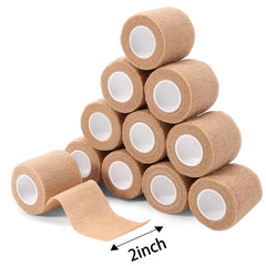 Allruyee self-adhesive bandage roll in skin tone for secure, clip-free application.