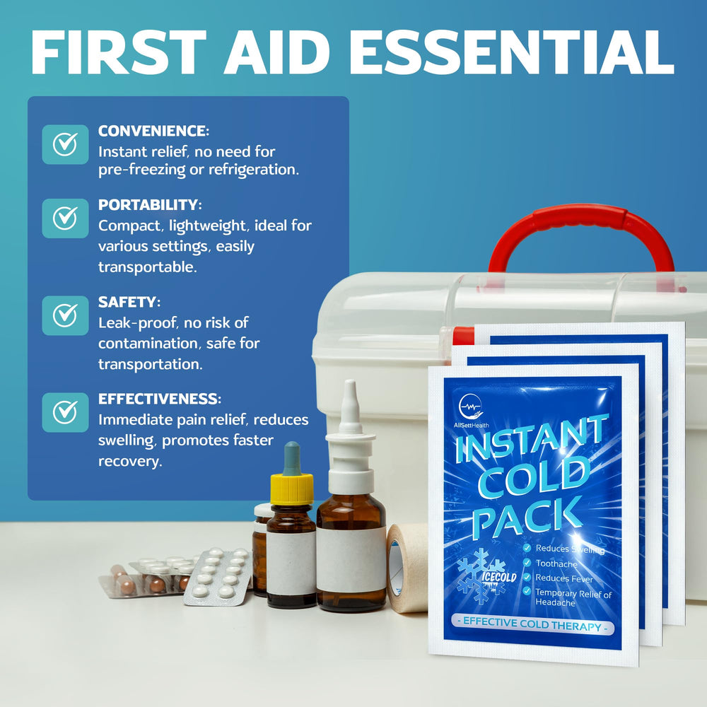 AllSett Health premium disposable ice packs ready for quick use after activity.