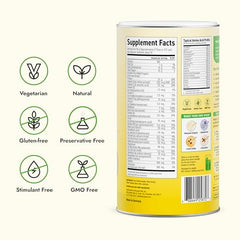 Almased Original flavor can label close-up showing natural ingredients and no added sugar.
