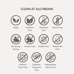Recyclable packaging and vegan formula by Alo.
