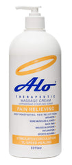 ALO Pain Relief Cream bottle with pump for easy, targeted application.