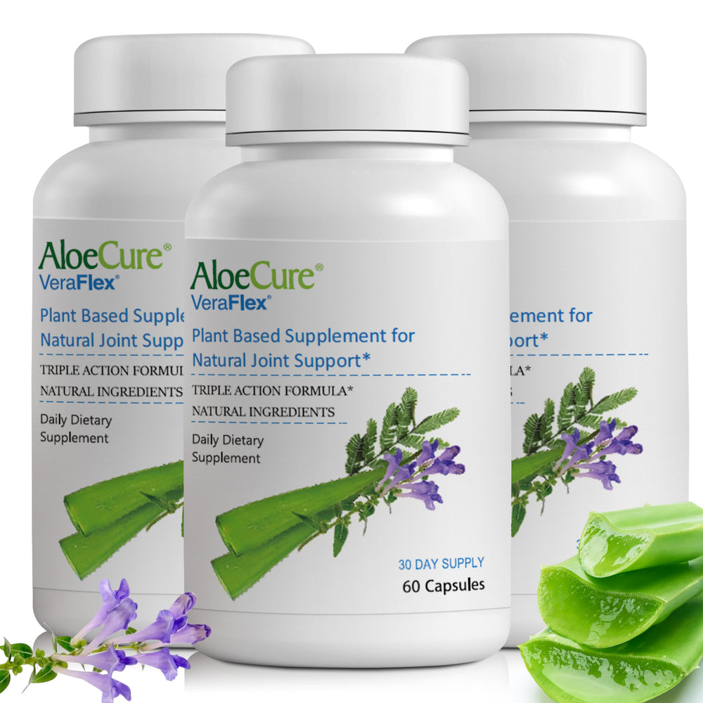 AloeCure VeraFlex bottle on kitchen counter signaling natural joint support.