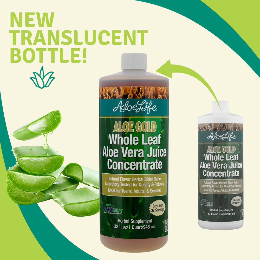 Aloe Life bottle with organic certification label signaling purity.