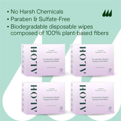 ALŌH individually-wrapped wipes offer 80-count, portable cleanliness anywhere.