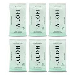 ALŌH Peppermint Eucalyptus wipes pack front for on-the-go cleansing.