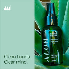 ALŌH Hand Mist being applied to hands for a refreshing cleanse