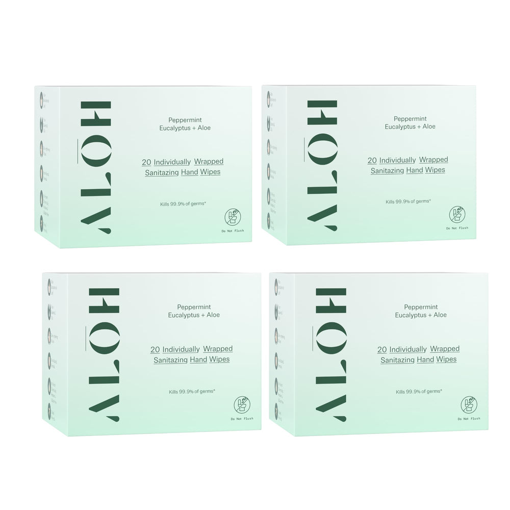 ALOH Skin Softening Hand Wipes Peppermint Eucalyptus pack front for quick refreshing cleansing on the go.