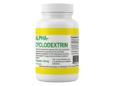 Alpha Cyclodextrin Capsules bottle with label, convenient daily supplement for routine use.
