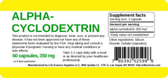 Alpha Cyclodextrin Capsules packaging on shelf, compact bottle for home storage.