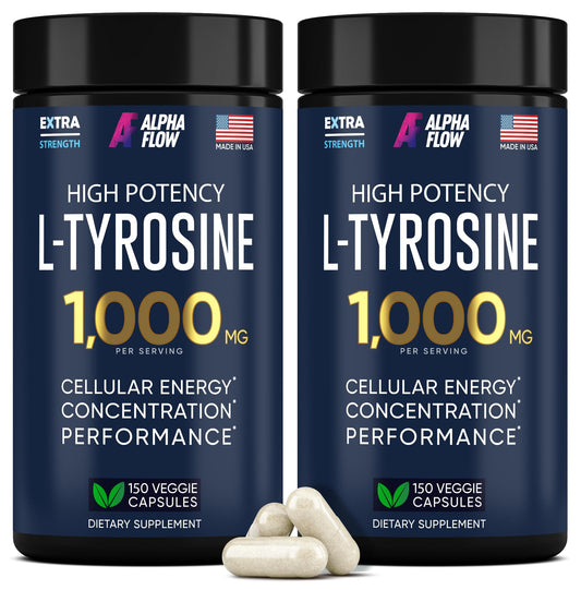 Alpha Flow L-Tyrosine 1000mg bottle cap showing a secure seal for daily focus