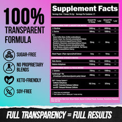 Beta alanine and L-taurine ingredients shown supporting endurance and hydration.