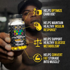 ALPHA LION Gains Candy bottle shown from side for easy dosing.
