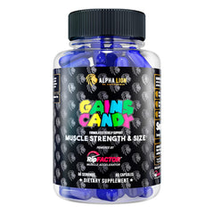 Alpha Lion Gains Candy RipFACTOR bottle for muscle support during workouts