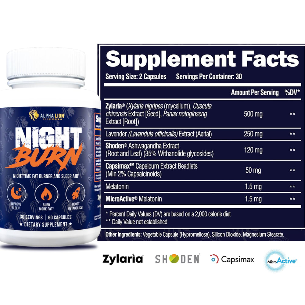 ALPHA LION Night Burn capsules being swallowed for convenience.