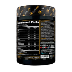 ALPHA LION Superhuman Powder label detail highlights ingredients for focus.