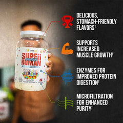 ALPHA LION protein powder scoop highlights the low-carb formula for lean gains
