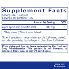 Alpha Lipoic Acid 600mg capsules closeup highlighting compact, easy-to-take capsules for nerve health.