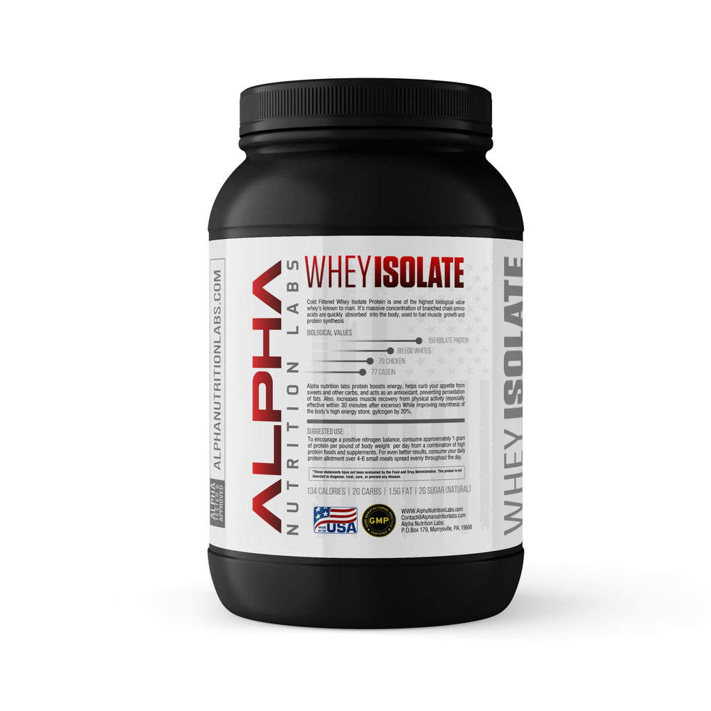 Alpha Nutrition Labs Whey Isolate Banana Cream shake in glass for post-workout recovery