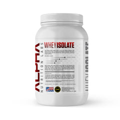 Alpha Nutrition Labs Whey Isolate Cinnamon Crunch scoop demonstrates quick mixability for workouts.