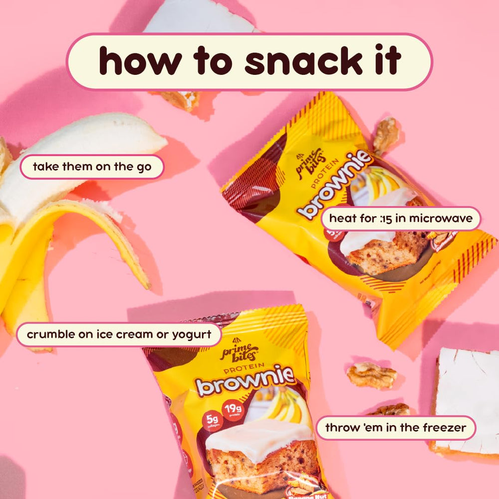 Prime Bites Banana Nut brownie individually wrapped for convenient snacks