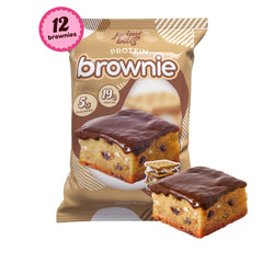 Texture close-up of Alpha Prime Bites brownie shows moist crumb.