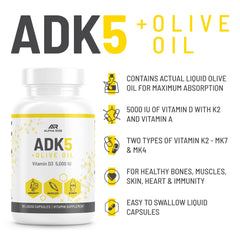 Alpha Rise ADK capsule closeup highlighting easy-to-swallow capsules with D3 and K2