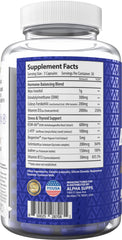 Alpha Balance ingredients visual highlighting ashwagandha and inositol for balance.