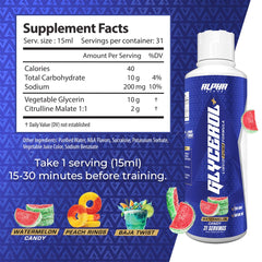 Alpha Supps Glycerol+ liquid being poured for workouts