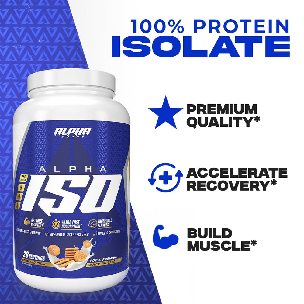 Alpha Supps ISO shaker shows easy mix with water or milk.