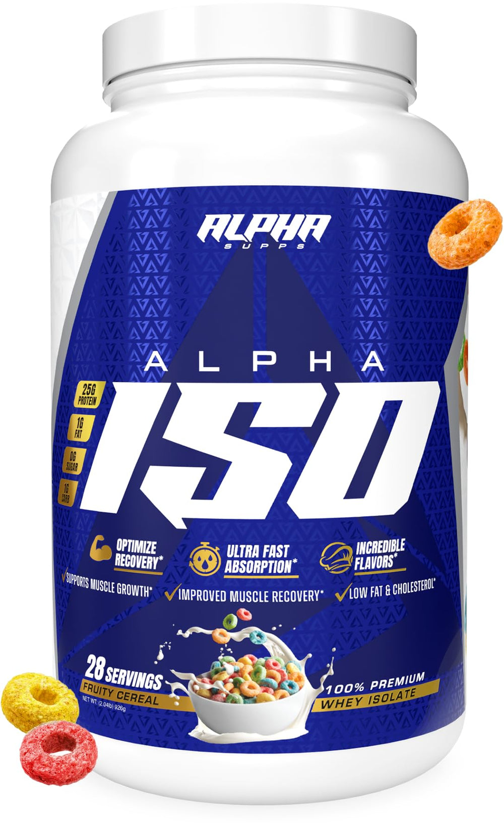 Alpha Supps ISO whey protein bottle for post-workout recovery