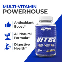 Daily tablets from Alpha Supps Vites shown on a counter for routine use